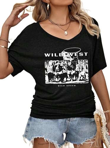 Image of Hilinker Womens Sexy Off The Shoulder Tops Short Batwing Sleeve T Shirt Oversized Casual Tee
