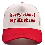 Funny Trucker Hats Embroidered Vintage Snapback Hat for Women Sorry About My Husband Hat Gag Gifts Baseball Cap Red