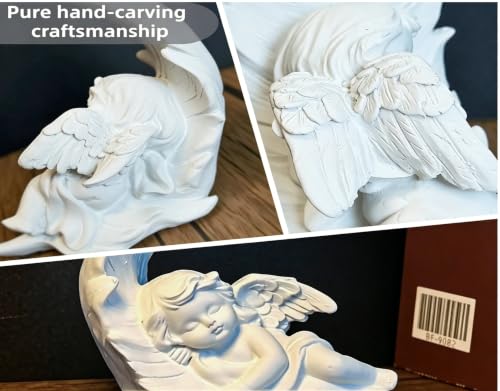 Estatua Ángel Guardián Pequeña de Resina Blanca 4.3 in miniatura 5