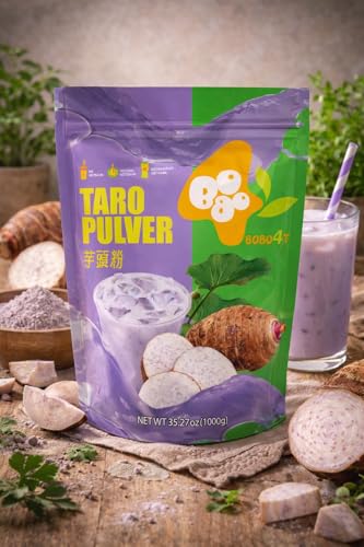 Bobo4T 3-in-1 Taro Bubble Tea & Milkshake Pulver 1kg – Premium Taro Latte Mix – Instant Getränkepulver für 30–40 Portionen