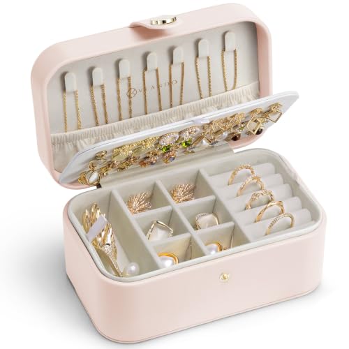 VLANDO Large Travel Jewelry Case, Portable Jewelry Earring Box Organizer