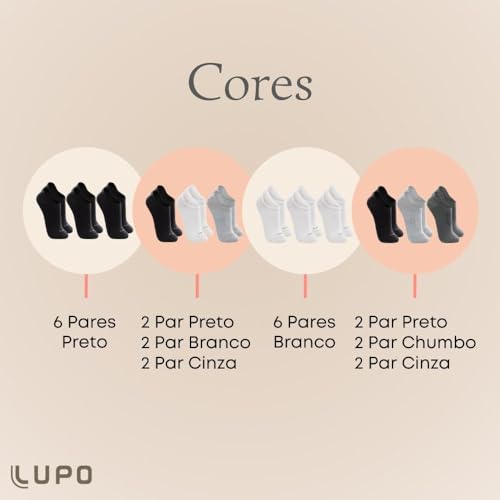 Kit Com 6 Pares De Meias Lupo Sport Soquete Invisível Original Ref. 3270