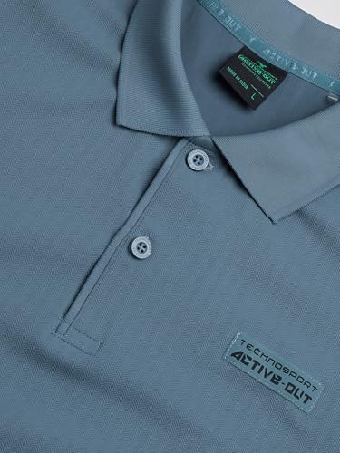 Image of TECHNOSPORT Men's Slim Fit Striped Half Sleeve Active Out Matpiq Polo T-Shirt for Gym, Sports & Regular Use