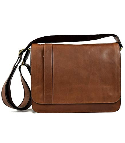 Bandoulière marron unisexe 32x11,5x28 cm | Grand sac besace mixte