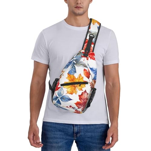 Mochila deportiva estilo Sling con patrón de hojas otoñales miniatura 2