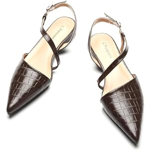 C.Paravano Flats for Women | Pointed Toe Flats | Slingback Shoes for Women | Pointed Toe Sandals | Casual Shoes 5.5 Burgundy Red