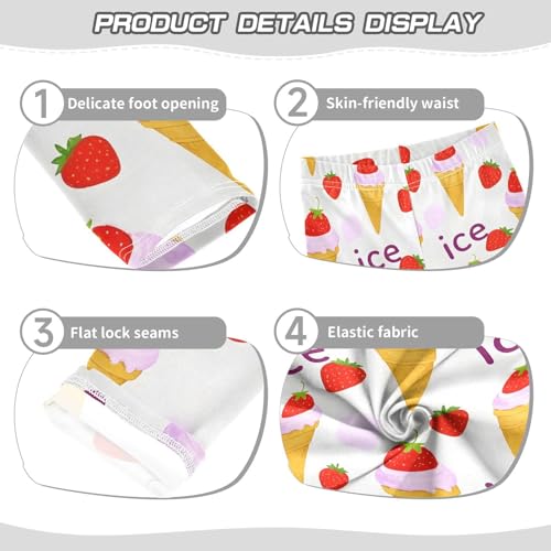 ALAZA Girls' Leggings Children's Yoga Pants Skinny Printed Dance Strawberry Cone Strawberry Comfortable 4T2