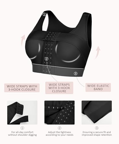 FeelinGirl Front Closure Posture Corrector Bra for Women Post Surgery Compression Bra with Breast Support Band4