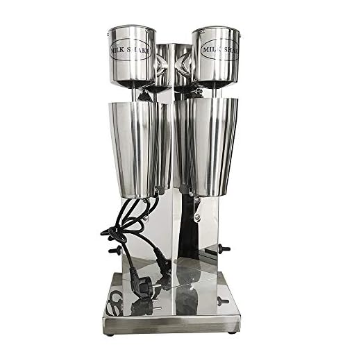 Electric Milkshake Mixer Maker,Double Head Milk Shaker Drink Malt Mixer Stainless Milk Frozen Smoothie Soft Ice Cream Maker Blender Commercial Stand Mixers 180W+180W