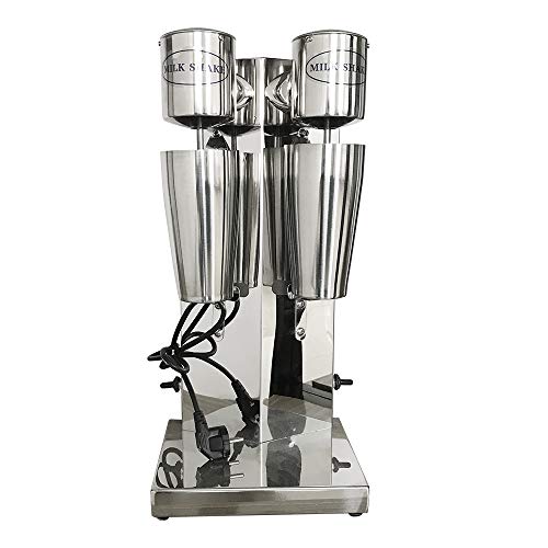 Double Heads Milkshake Maker Machine Commercial Electric Smoothie Blender Stainless Steel, Electric Smoothie Ice Cream Maker for Commercial and Home(180W)