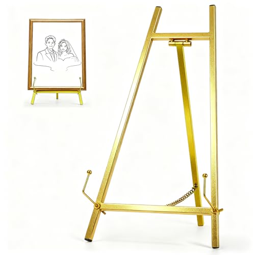 Metal Easel Stand for Sign and Display (Gold)