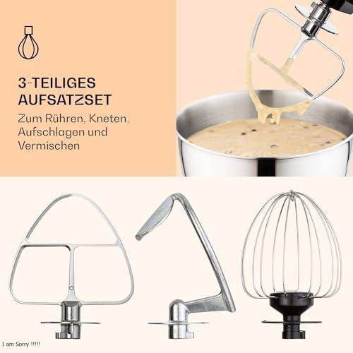 Klarstein Bella Küchenmaschine – Kompakte Knetmaschine mit 1200 W Leistung