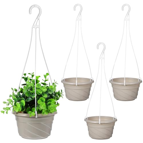 Image of balacoo 6.69 Inch Plastic Hanging Planters with Drainage Holes and Hooks Lightweight Window Planter Pots for Indoor Outdoor Balcony Garden Set of 4 Hanging Baskets