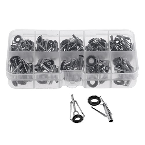FLAMEER 80 Unids 8 Tamaños Mixtos Pequeña Caña De Pescar Polo Guía De Punta Superior Anillo De Cerámica Anillos De Ojos DIY Set Kits para Agua Salada De Agua Dulce