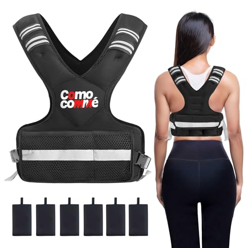 Chaleco con peso ajustable para hombres y mujeres, chaleco de 4-10 libras/11-20 libras/20-33 libras con 6 pesas de hierro para correr, entrenar y entrenar, chaleco de peso corporal ajustable para