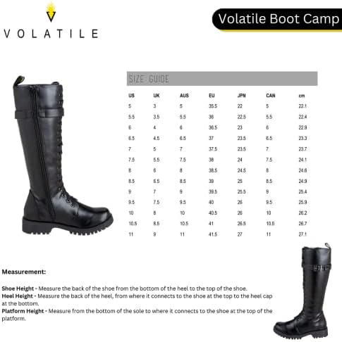 VOLATILE Boot Camp Black Knee High Combat Boots - Women’s Knee-High Boots - Lace Up Boots for Women with Zipper - Cushioned Insole and Mid Calf Buckle - Black, 8 US | Image 5