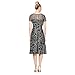 S.L. Fashions Women's Cap Sleeve Tea Length Cocktail Dress with Illusion Neckline, Wedding Guest (Petite and Regular Sizes), Black Ivory, 10P
