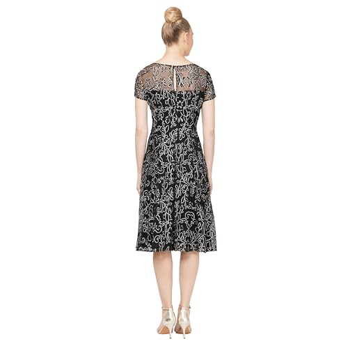 Image of S.L. Fashions Womens Stretch V-Neck Tea Length Dress