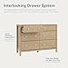Storkcraft Horizon 6 Drawer Dresser (Driftwood) – GREENGUARD Gold Certified Dresser for Nursery & Kids’ Room, Modern Storage with Interlocking Drawer System