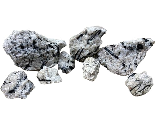 Image of Natural Black Tourmaline in Quartz Decorative Rock - Rare Natural Stone for Aquarium, Terrarium, Turtle Tank & Home Decor (4.7Kg)