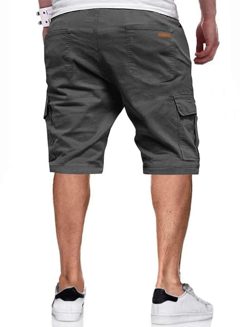 Image of JMIERR Mens Casual Cotton Twill Cargo Shorts Drawstring Classic Chino Stretch Short with 6 Pockets