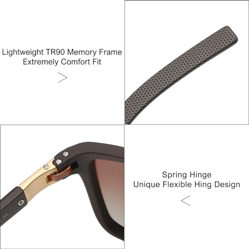 Image of Blue Square Sunglasses for Men Polarized UV Protection Driving XL Wide Face Big Sun Glasses Shades Retro 70s Trendy