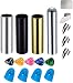 Guitar Slide Kit Included 3Pcs 7CM Metal Guitar Slides(Gold Black Silver) and 1Pcs Chrome Stainless Steel Bar Guitar Lap Slide with 4 Stainless Steel Thumb & Finger Picks in Metal Box