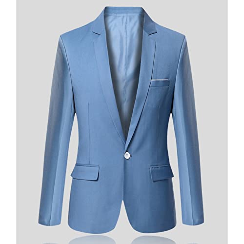 Dawwoti Paletós de terno slim fit casual com um botão blazer casual executivo blazer, Azul claro, XG