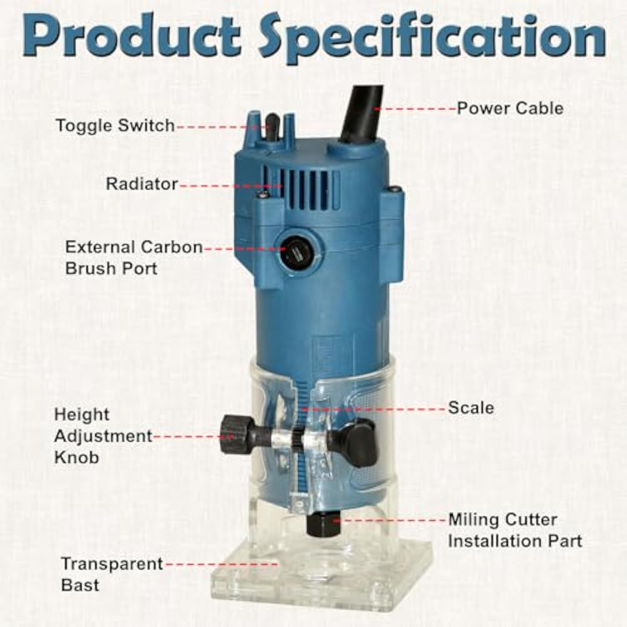 1000W Wood Router & Trimmer Electric Rotary Tool