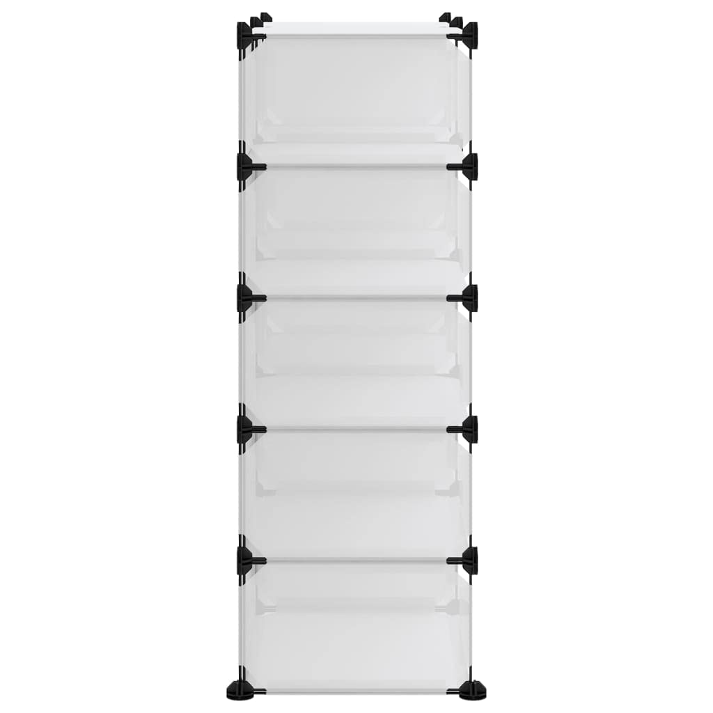 Schuhregal Transparent PP mit Stahlrahmen 84x32x88,5 cm, stapelbar und geschlossen, Schuhablage Organizer für Flur, Diele, Schlafzimmer, Garderobe, platzsparende Aufbewahrung