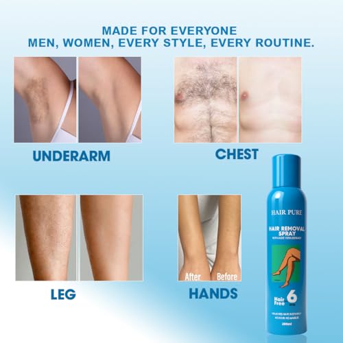 Image of Hair Pure Instant Hair Removal Spray for Women | Fast & Gentle Body Hair Removal with Aloe Vera | Suitable for Sensitive Skin | For Legs, Arms, Underarms, Chest, Back & Bikini Area | 6-Minute Application | No Razor, No Waxing | 200ml Smooth Skin Hair Remover