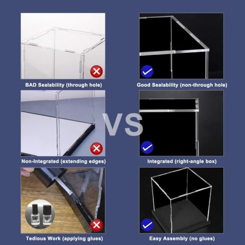 Image of Qzix Premium Clear Acrylic Display Showcase Box with Black Base | Dust-Resistant Transparent Display Case for Action Figures, Collectible Toys & Memorabilia Storage (11x11x11 Inch)
