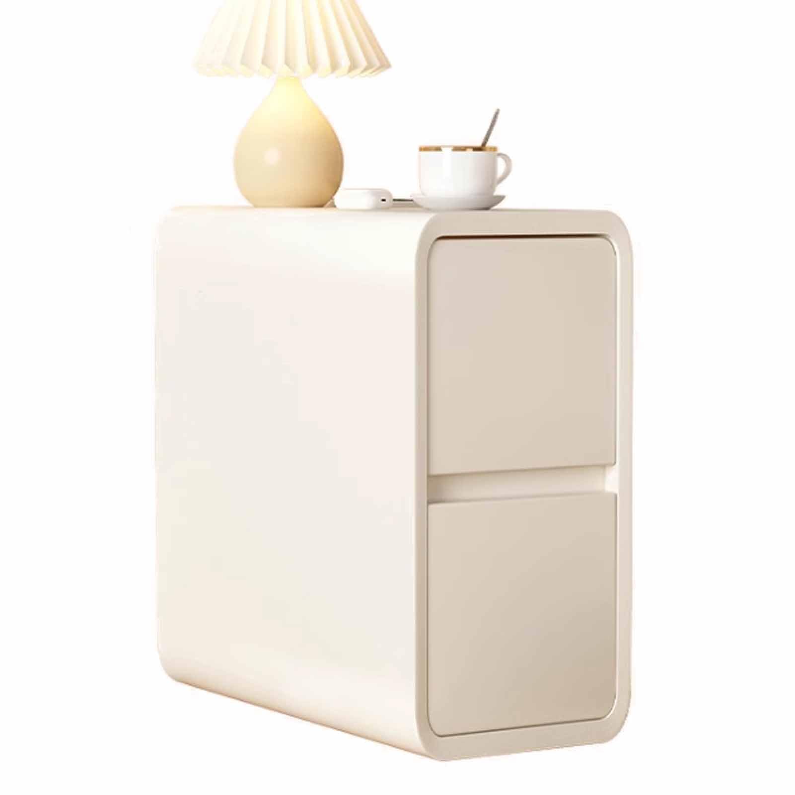 Table de chevet étroite gain de place chambre étroite petit espace sans montage meuble 2 tiroirs