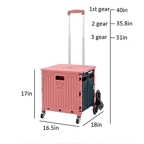 TTSLVS Einkaufstrolley Zusammenklappbar aus unempfindlichem Kunststoff mit Deckel & Aluminium Teleskop Griff 360° ohne… – Bild 8