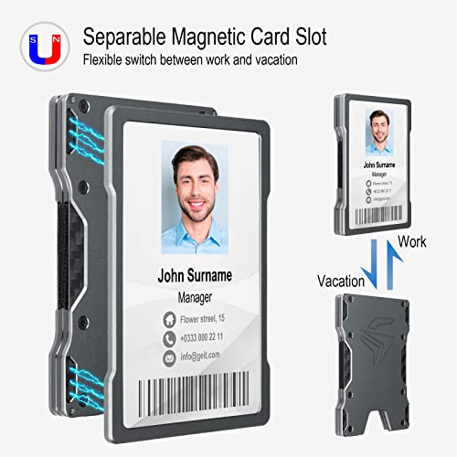 GEIT Minimalist Wallet for Men, Slim Aluminum Metal Mens Wallet with Magnetic ID Card Holder, RFID Blocking Credit Card Wallet with Money Clip2