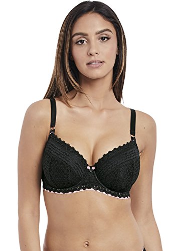 Freya Women's Daisy Lace Underwire Padded Half Cup Bra, Noir, 34G