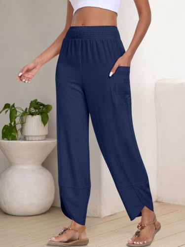 Image of ANRABESS Womens Wide Leg Palazzo Capri Barrel Pants