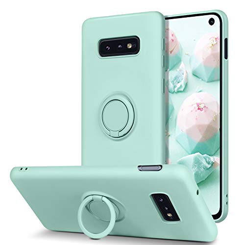 Bentoben Samsung Galaxy S10E Case, Slim Silicone Soft Rubber With 360° Ring Holder Kickstand Car Mount Supported Shockproof Bumper Protective Case Cover For Samsung Galaxy S10E 5.8" (2019), Mint Green #TOP7