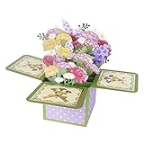 Innbox Tarjeta de felicitación desplegable 3D, diseño de flores, perro, lirio del valle, tarjeta de cumpleaños, día de San Valentín, día de la madre, agradecimiento, tarjeta de regalo, tarjeta de