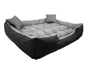 Gorgeous Soft Reversible Square Cats and Dogs Bed Grey with 2 Pillow-4XL