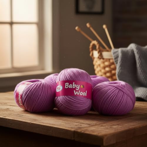 Image of M.G ENTERPRISE 100% Acrylic Wool Purple 8 Pc Baby Wool 4 ply -WB Art-HB