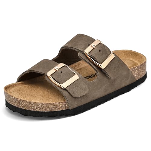 Image of K KomForme Kid Sandals Boy Girl Cork Footbed Slide with Adjustable Strap | Open-toe, Comfort