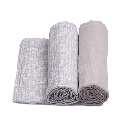 Urban Kanga Mousseline Doek Vierkanten voor Baby 120 X 120 cm X-Large (47"x47") Pack van 2 (grijs)