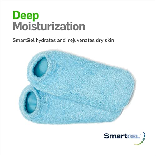 Natracure Moisturizing Gel Socks - (Helps Dry Feet, Cracked Heels, Dry Heels, Rough Calluses, Cuticles, Dead Skin, Use With Your Favorite Lotions, Creams Or Spa Pedicure) - Color: Aqua #TOP2