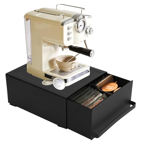 Porte-capsules de café, 27,5 x 22,2 x 11,5 cm, avec tiroir, fabriqué en acier au carbone, capacité de charge de 11 kg, organisateur de café pour machine à...