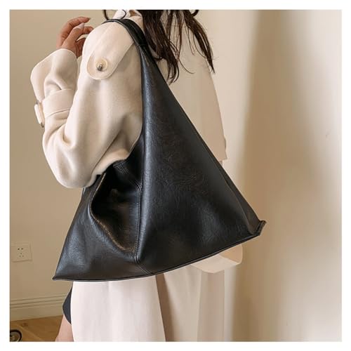 Slouchy Hobo Bags for Women Tote Bag Retro PU Leather Crossbody Bag Soft Shoulder Purses Handbags Large Capacity 2pcs, B Black2