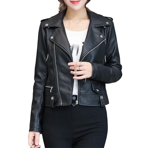 Blouson bomber similicuir femme coupe ajustée et col revers