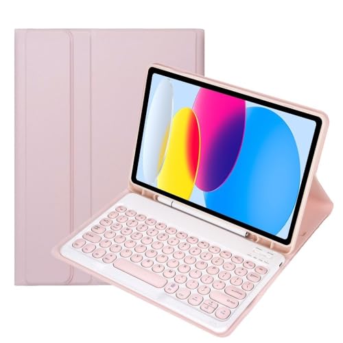 Funda para Samsung Galaxy Tab S11 2025 con teclado y carcasa redonda color rosa