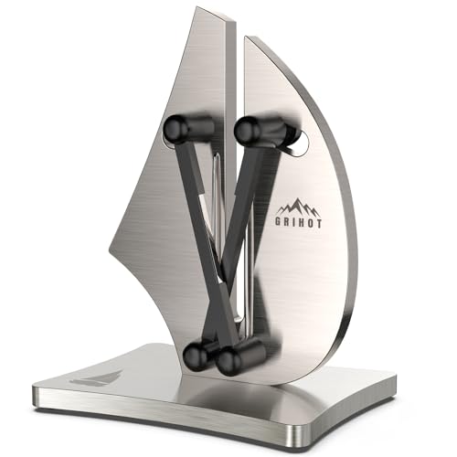 Grihot VN3 Professional Knife Sharpener | 3-Action Streamlined Sailboat Design for Effortless Knife Sharpening - The Ultimate Tool for Precision 11 to 21 Degree Angles (Upgrade Stainless Steel)
