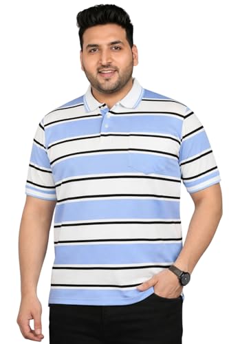 Image of INKKR Plus Size - Men Striped Polo Neck Tshirt